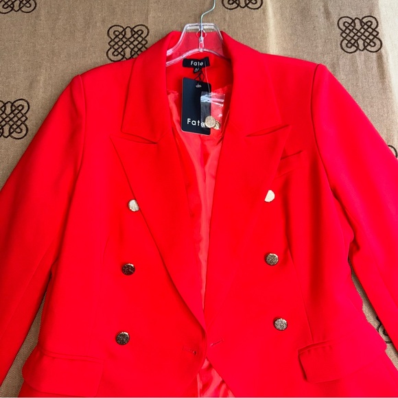 Fate NWT! Women'S Casual Double Breasted Red Blazer Size M - Picture 6 of 16